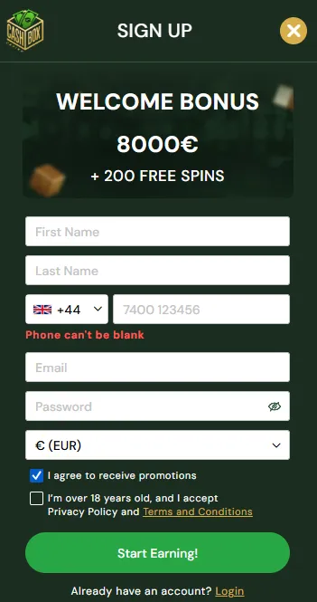 cashbox casino sign up